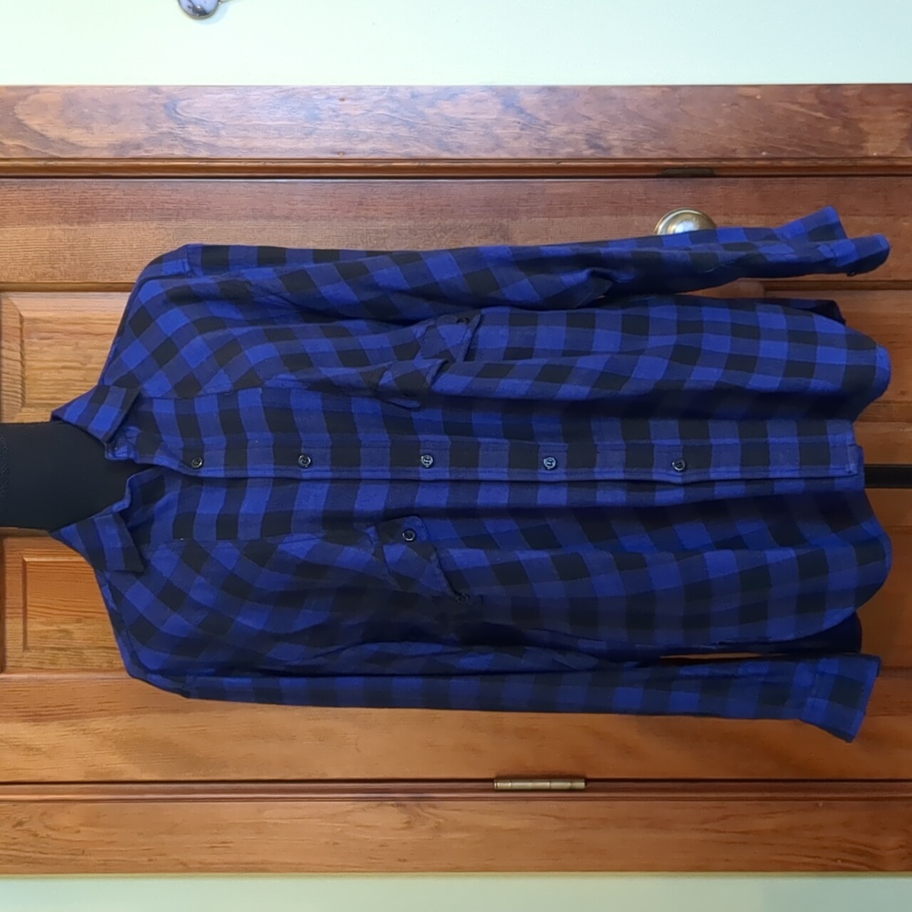 Vintage French Connection Black And Violet Checkered Button Down Shirt